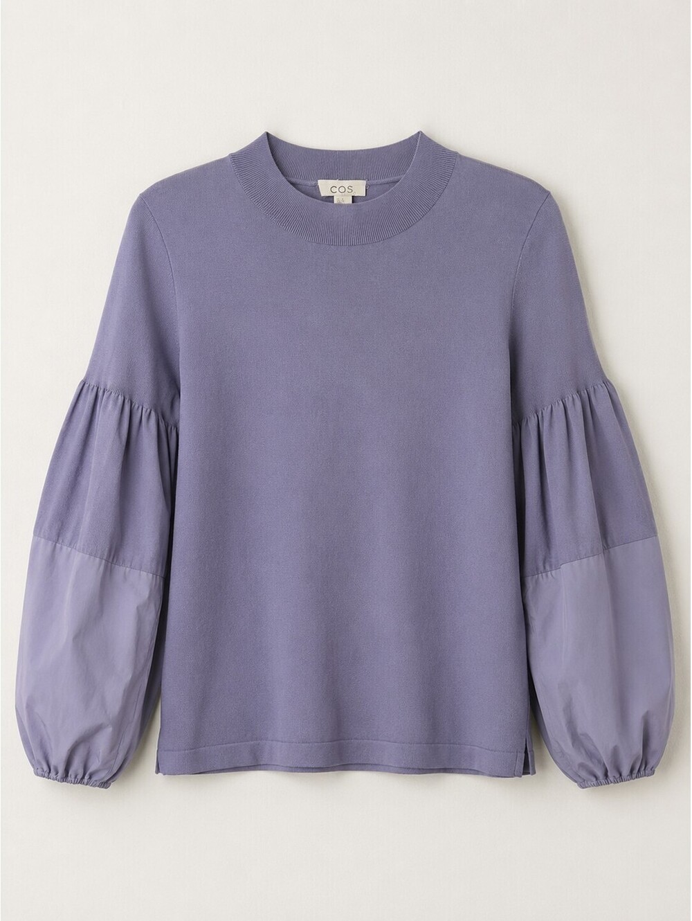 COS Purple Mixed Media Balloon Sleeve Knit Top Women’s S Minimalist
